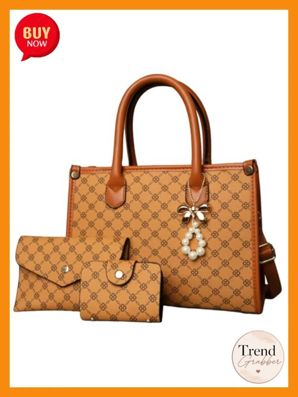 Women Satchel Handbag PU Leather Shoulder Tote 3 Piece Set